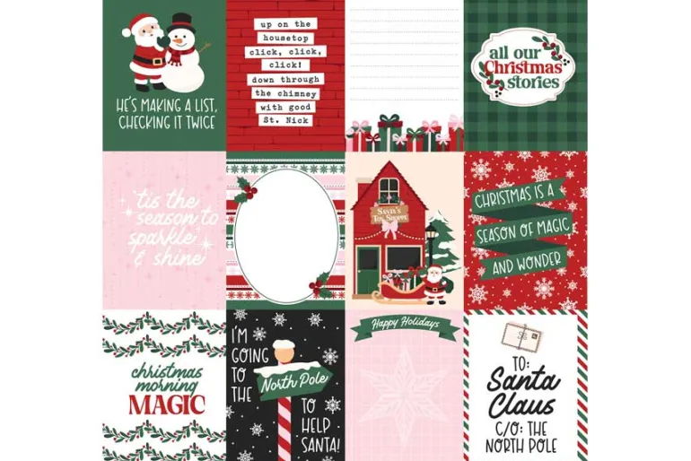 North Pole Christmas Snowflake Stripes 12×12 Patterned Paper