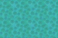Oceania Fish on Blue with Gold Metallic Highlights.