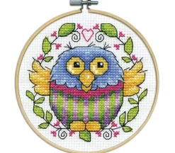 Owl and Vine Cross Stitch Kit with 4-inch Hoop