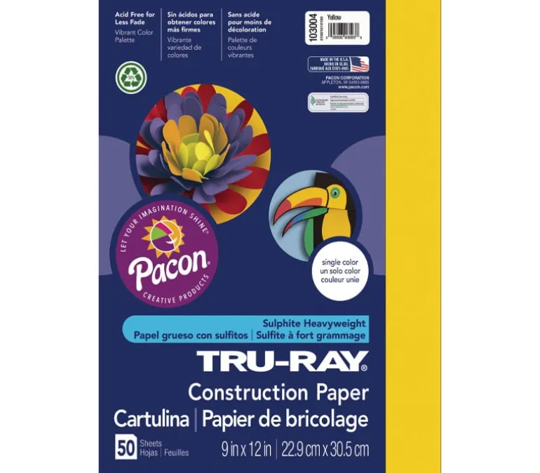 Pacon Construction Truray Paper – 12-inch x 18-inch – White – 50 Sheets