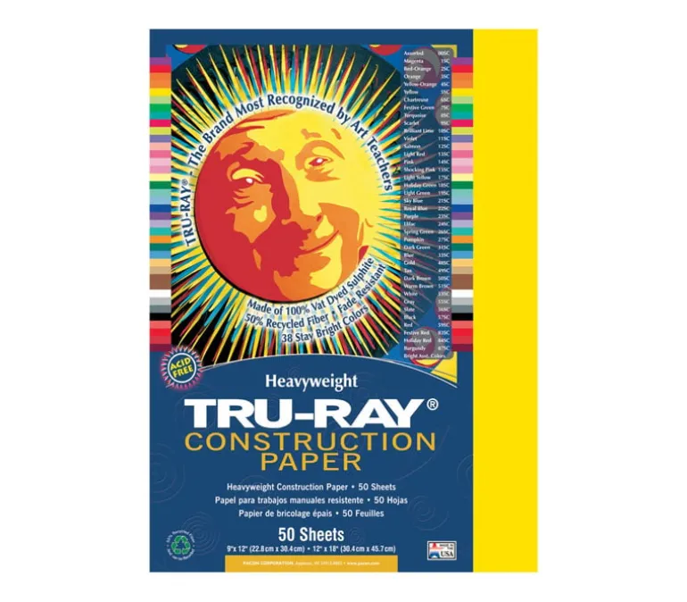Pacon Construction Truray Paper – 12-inch x 18-inch – White – 50 Sheets