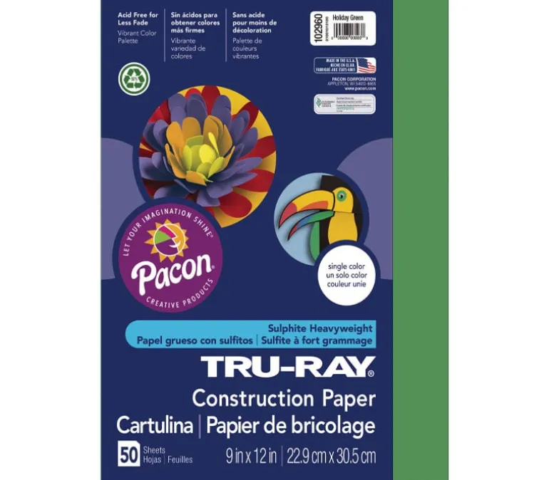 Pacon Construction Truray Paper – 12-inch x 18-inch – White – 50 Sheets
