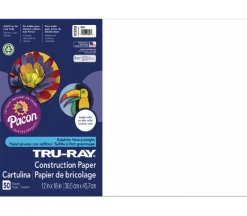 Pacon Construction Truray Paper – 12-inch x 18-inch – White – 50 Sheets