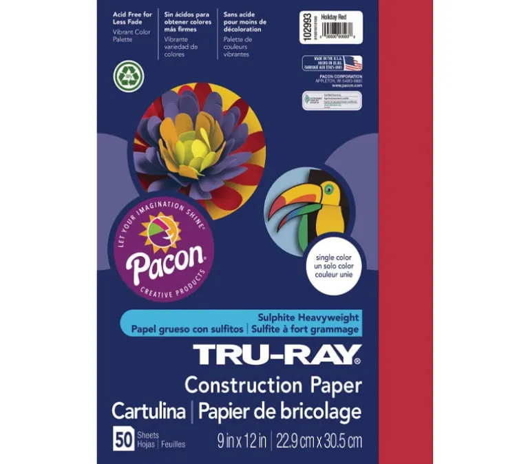 Pacon Construction Truray Paper – 9-inch x 12-inch – Pink – 50 Sheets