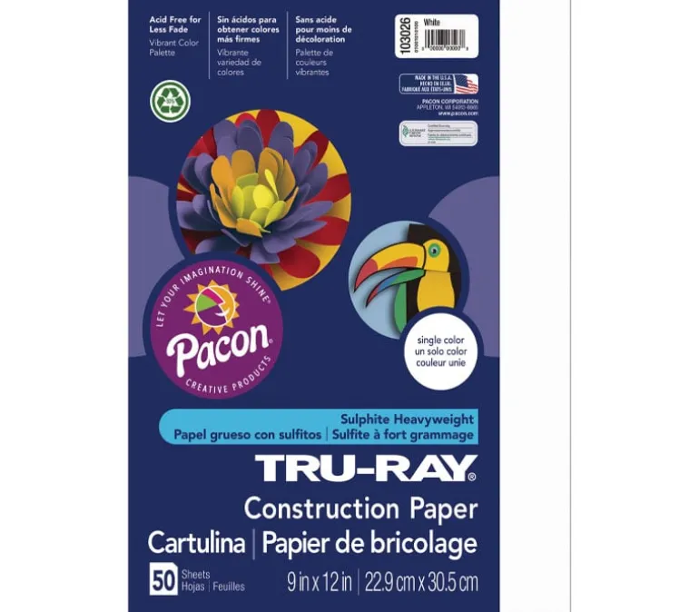 Pacon Construction Truray Paper – 9-inch x 12-inch – Pink – 50 Sheets