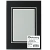 PA Framing Mat Board – Double 5-inch x 7-inch/3-1/2-inch x 5-inch – White Core Black/Black
