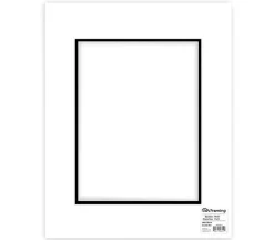 PA Framing Mat Board – Double 16-inch x 20-inch/11-inch x 14-inch – White Core White/Black
