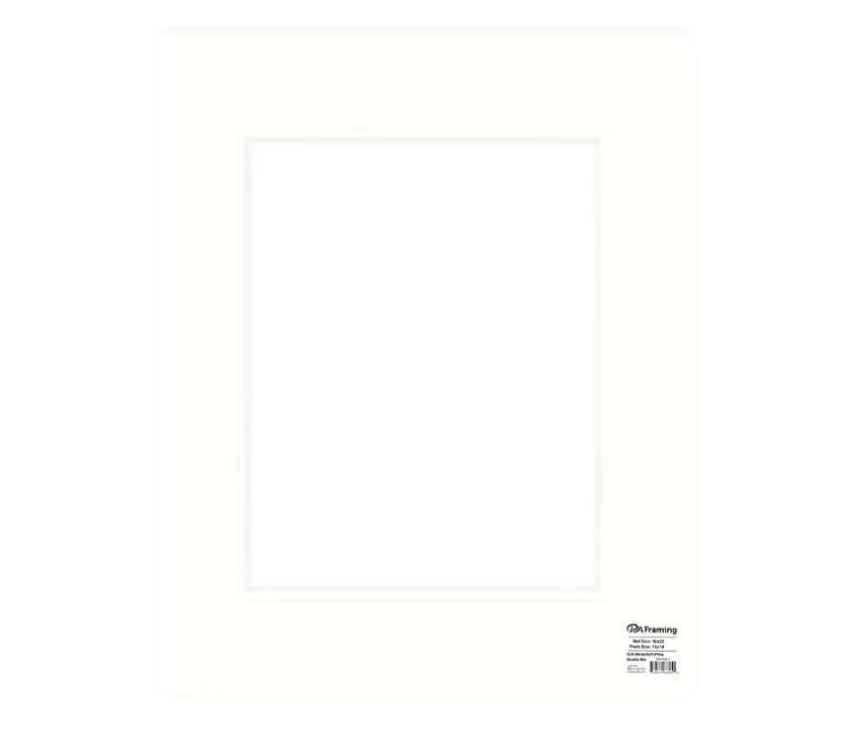 PA Framing Mat Board – Double 16-inch x 20-inch/11-inch x 14-inch – White Core Soft White/Soft White