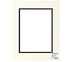 PA Framing Mat Board – Double 16-inch x 20-inch/11-inch x 14-inch – Cream Core Antique White/Black