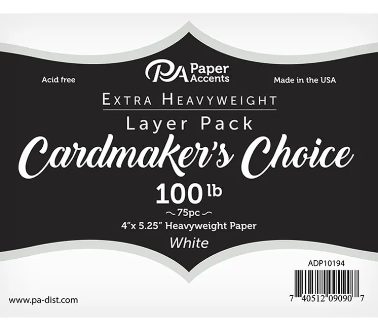 PA Paper Accents Cardmakers Choice Card Layer – 4-inch x 5-1/4-inch – 100-pounds – White – 75 Piece