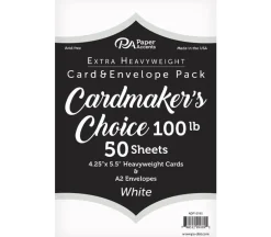 PA Paper Accents Cardmakers Choice Card and Envelope – 4-1/4-inch x 5-1/2-inch – 100-pounds – White – 50 Piece