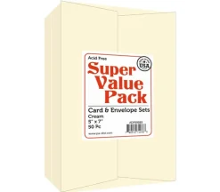 PA Paper Accents Super Value Card and Envelope Pack – 5-inch x 7-inch – 50 Piece – Cream