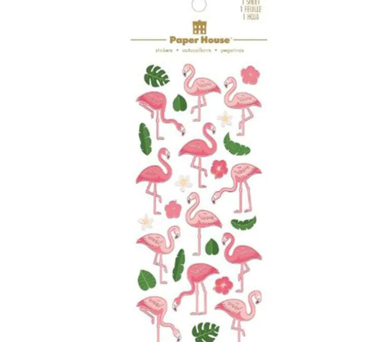 Paper House Faux Enamel Stickers – Flamingos