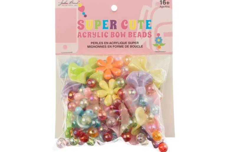 Pastel Acrylic Bow and Faceted Bead Mix, 70g