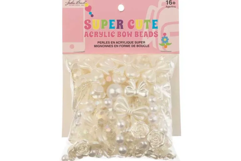 Pastel Acrylic Bow and Faceted Bead Mix, 70g