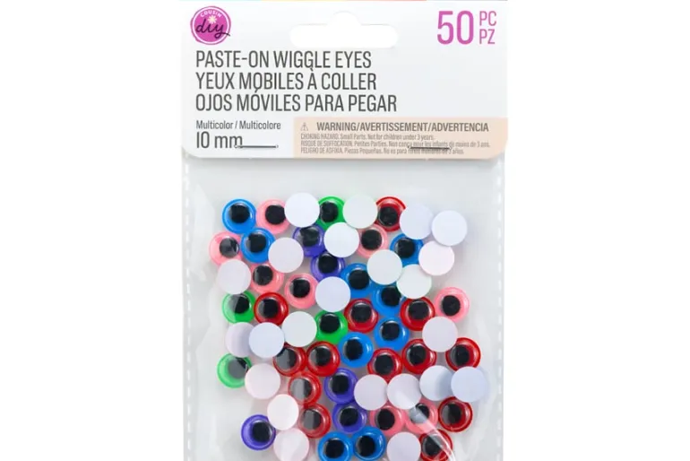 Paste-On Wiggle Eyes – 10mm – 50pc. – Neon