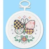 Patchwork Butterfly 2.5-inch round Mini Cross Stitch Kit #5032