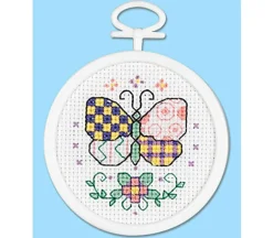Patchwork Butterfly 2.5-inch round Mini Cross Stitch Kit #5032