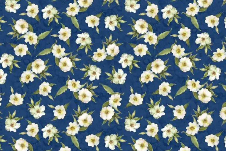 Patchwork Picnic Berry Blooms Allover on Navy