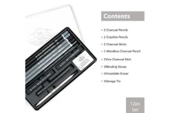 12pc. Charcoal Tin Set