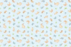 Peas in a Pod Flannel Bunny and Friends Toss on Blue
