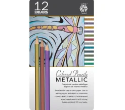 Pentalic Metallic Colored Pencil Tin Set – 12 Piece