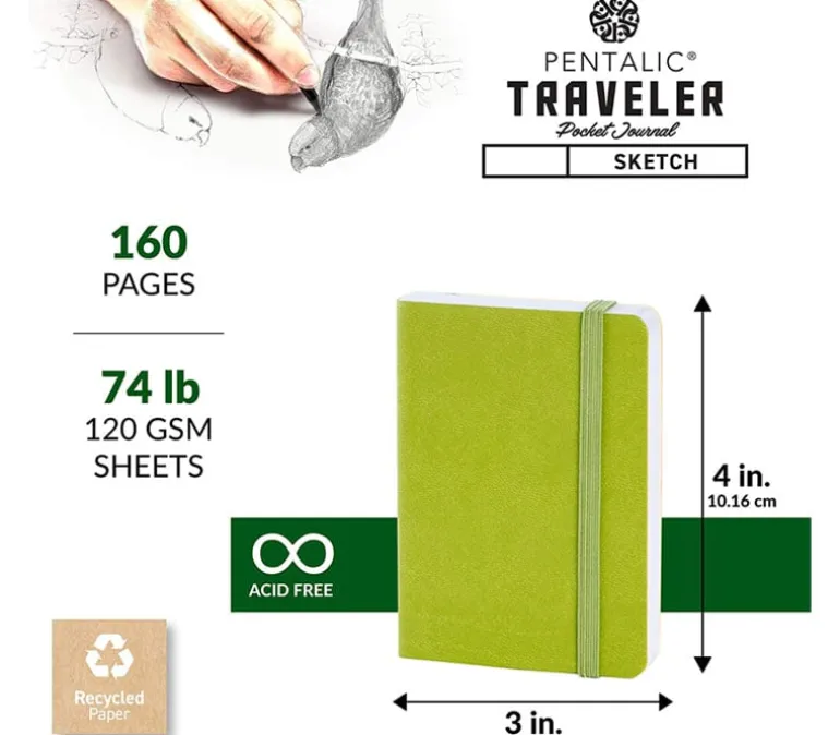 Pentalic Traveler’s Dot Grid Bullet Sketch Book – 6-inch x 4-inch (see colors)