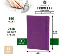 Pentalic Traveler’s Sketch Book – 6-inch x 8-inch (view colors)