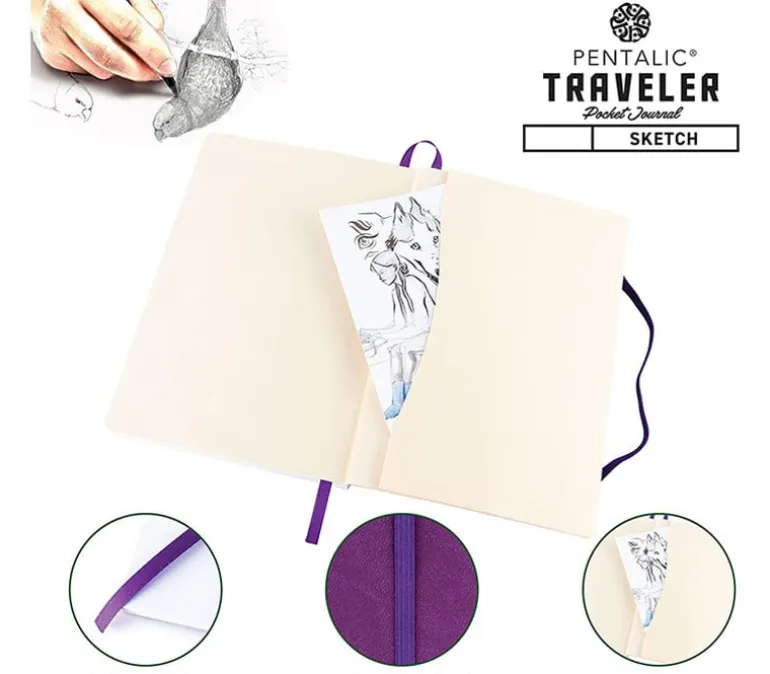 Pentalic Traveler’s Sketch Book – 4-inch x 6-inch (view colors)