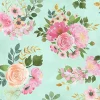 Peony Blossoms Packed Florals on White