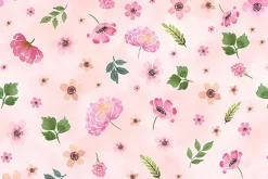 Peony Blossoms Tossed Leaves in Tonal Teal
