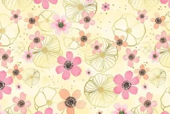 Peony Blossoms Tossed Leaves in Tonal Pink