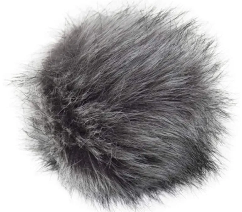 Pepperell Faux Fur Pom with Loop – Grey Wolf