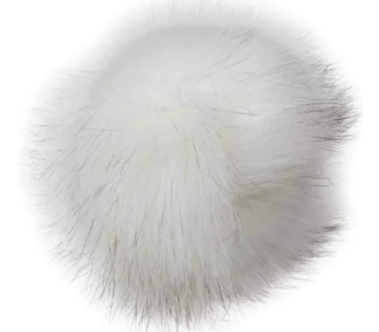 Pepperell Faux Fur Pom with Loop – White and Black