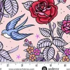Perfect Day Blue Birds and Red Roses on Purple