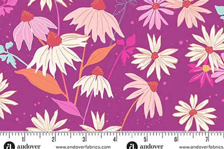 Petal and Stitches Echinacea Florals on Cream