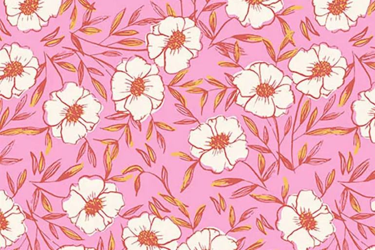 Petal and Stitches Echinacea Florals on Navy