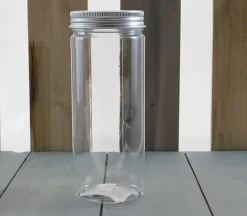 PET Can with Silver Lid – 2.5-inch round -6.5-inch tall