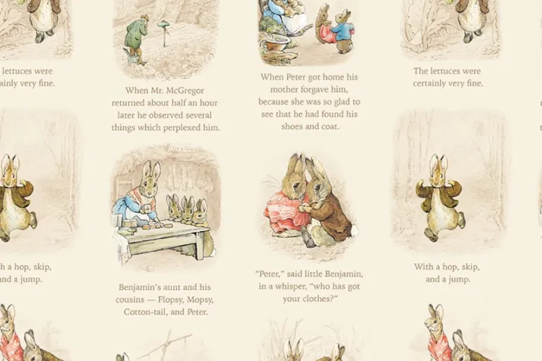 Peter Rabbit & Benjamin Bunny Main Print on Green