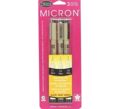 Pigma Micron Black Pen Set – 01, 03, 05 – 3 Piece