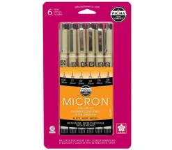 Pigma Micron Black Pen Set – 005 To 08 – 6 Piece