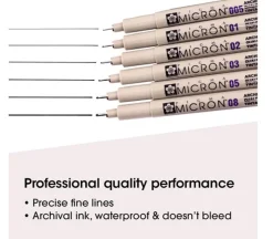 Pigma Micron Black Pen Set – 005 To 08 – 6 Piece