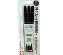 Pigma Professional Black Pen Set – Brush – 3 Piece