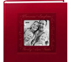 Pioneer Leatherette Postbound Album – 8-inch x 8-inch – Red Script