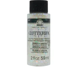 Plaid Folkart Glitterific Paint – 2-ounce – Clear Hologram