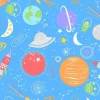 Playtime Flannel Outer Space on Blue