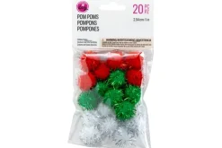 Pom-Poms – 2″ – 20pc. – Primary Multi-Colored