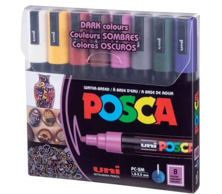 Posca Paint Marker Set – Medium Dark Colors – 8 Piece