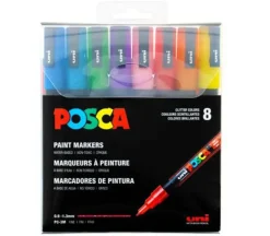 Posca Paint Marker Set – PC-3M Fine Tip – Glitter Colors – 8 Piece
