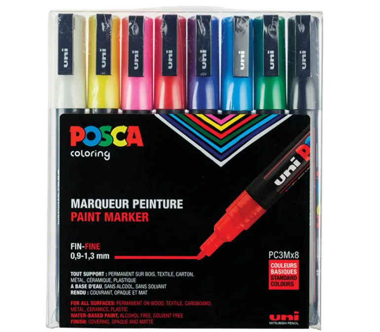 Posca Paint Marker Set – PC-3M Fine Tip – 8 Piece